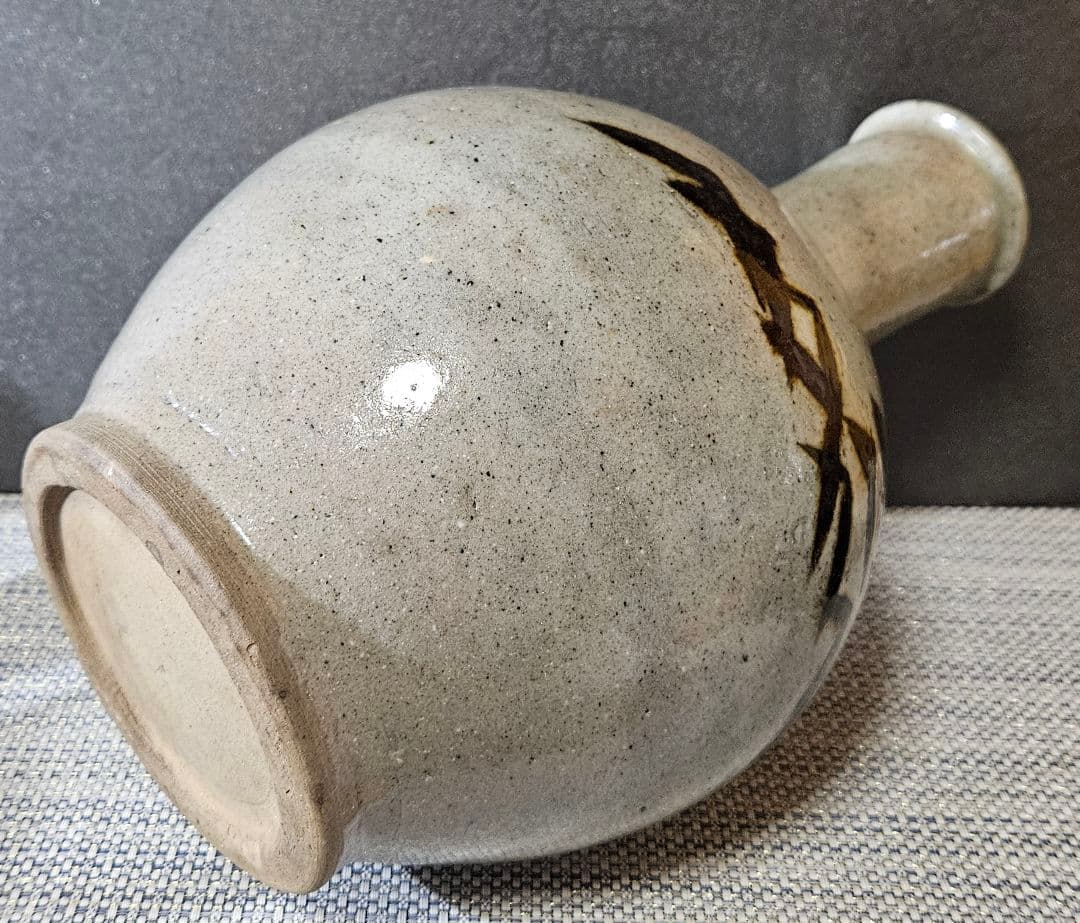 明治時代　益子焼　鉄絵　竹の図　大徳利 花入れ　花生　花器　オブジェ　インテリア