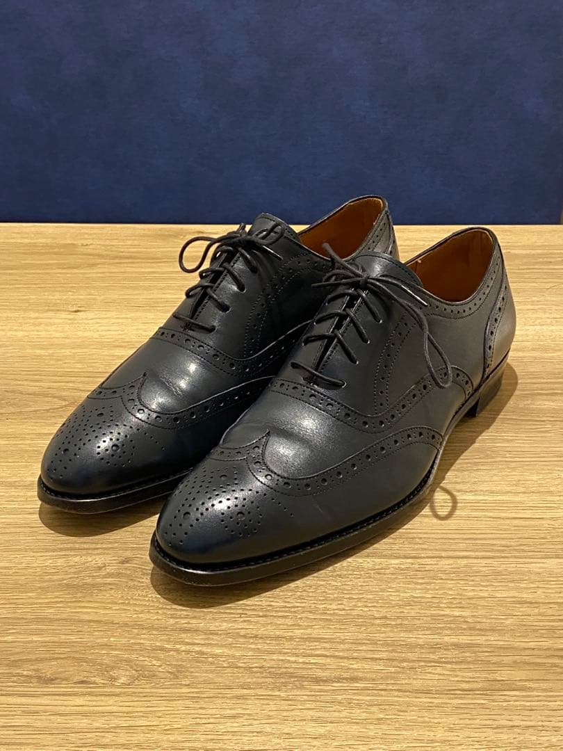 ランバン　レザーシューズ　ネイビー　25.5cm 革靴　メンズ