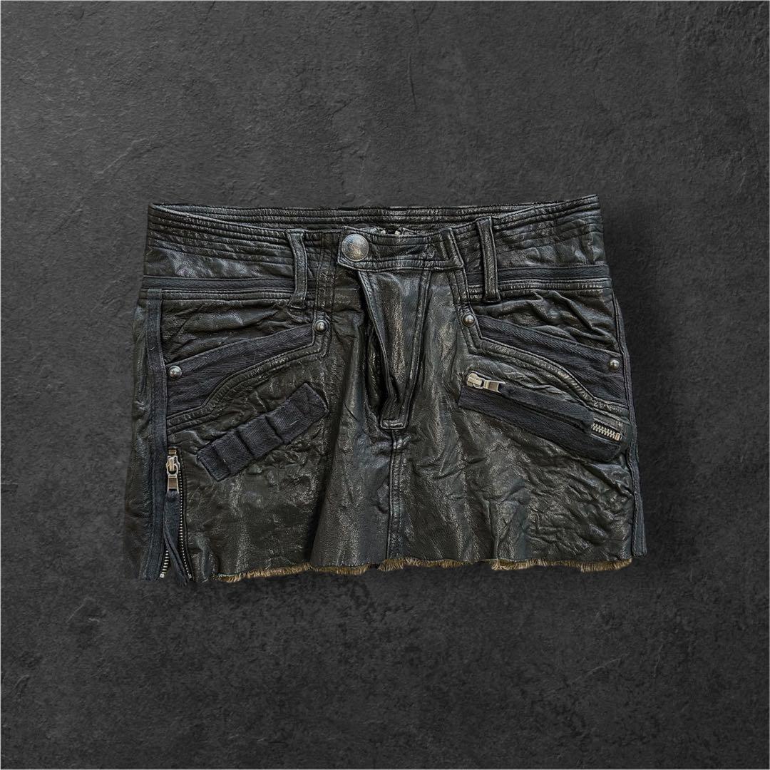 14th Addiction 山羊革レザースカート　y2k グランジ