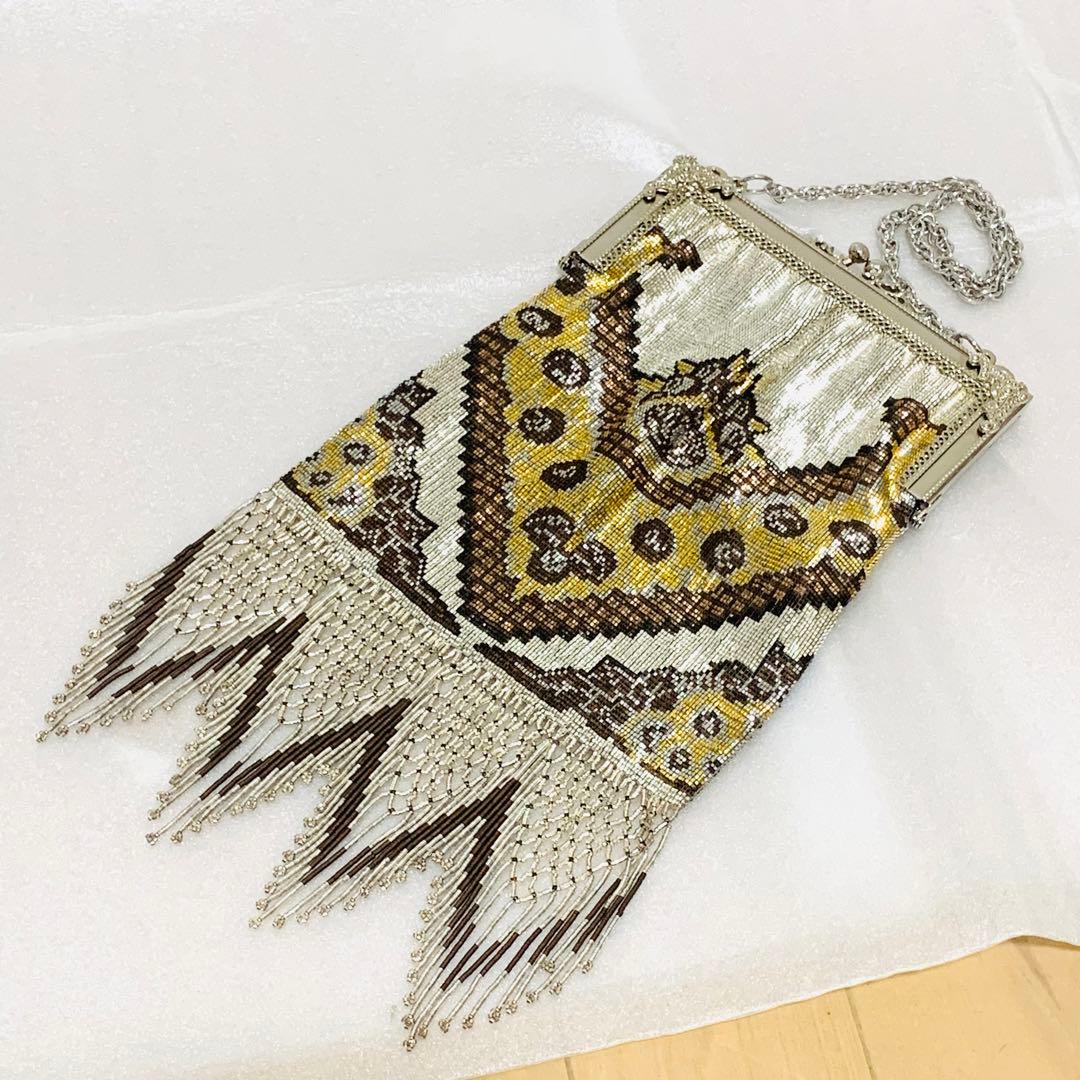 【超希少】Karat キャラット メタルビーズ バッグ チェーン 両面模様 総柄