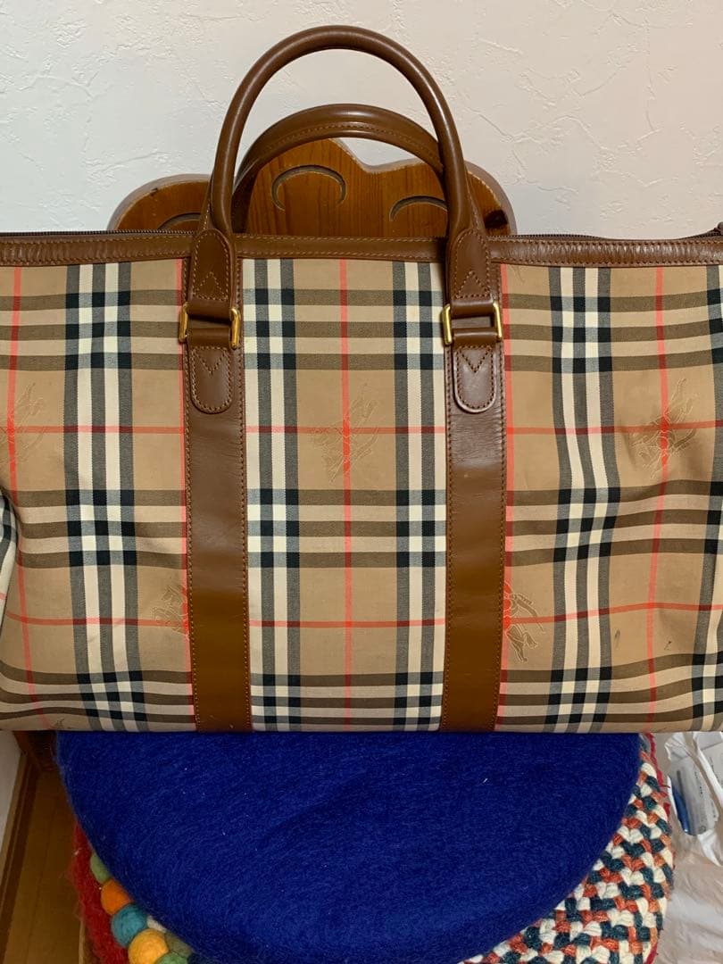 90s バーバリー ボストンバッグ ノバチェック シャドーホース大容量