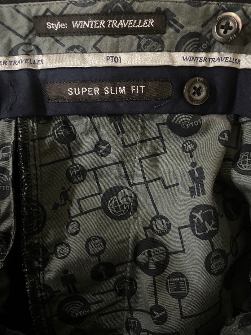 美品 PT01 ピーティゼロウーノ スラックス　ブラック Traveller