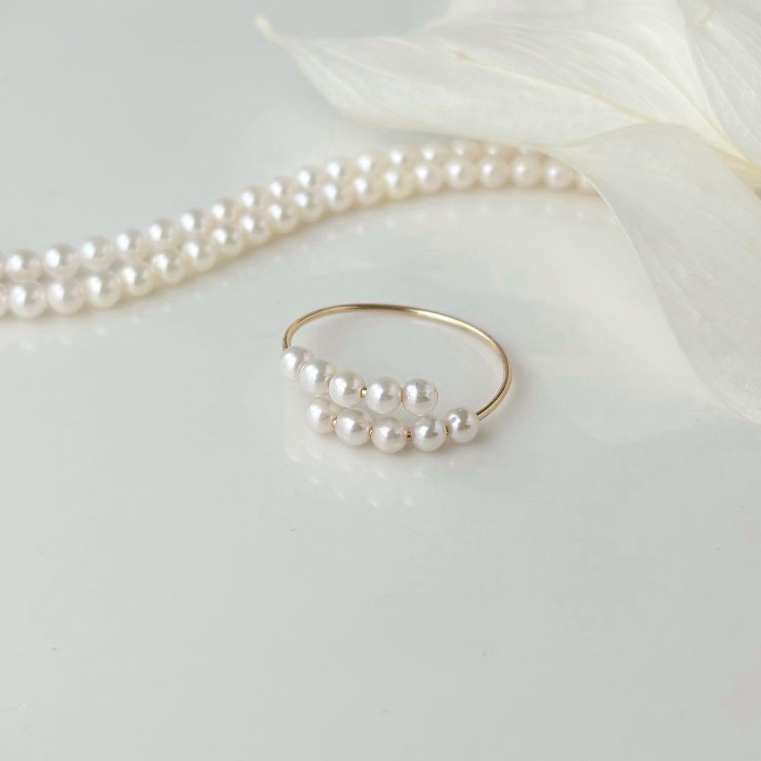 花*花様☆ あこやベビーパールリング＆あこや真珠フックピアス　2点