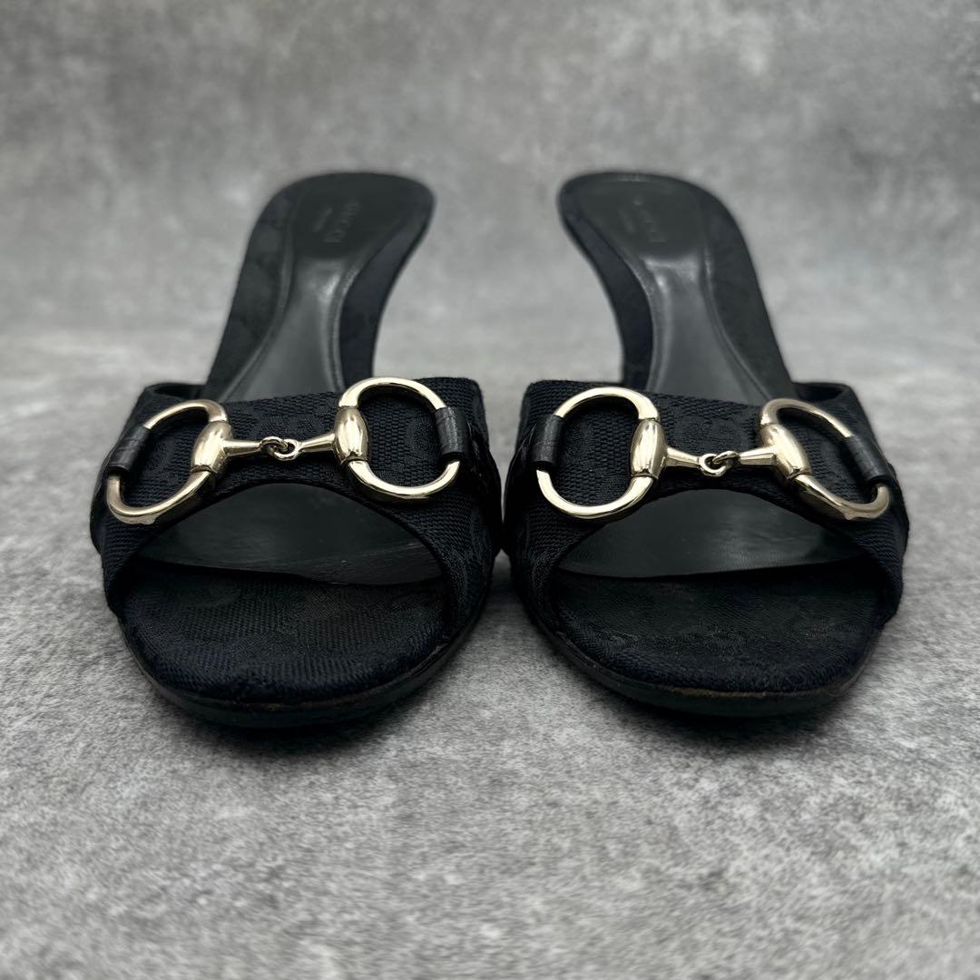 靴 Gucci GG Canvas Horsebit Mules 36C 23cm