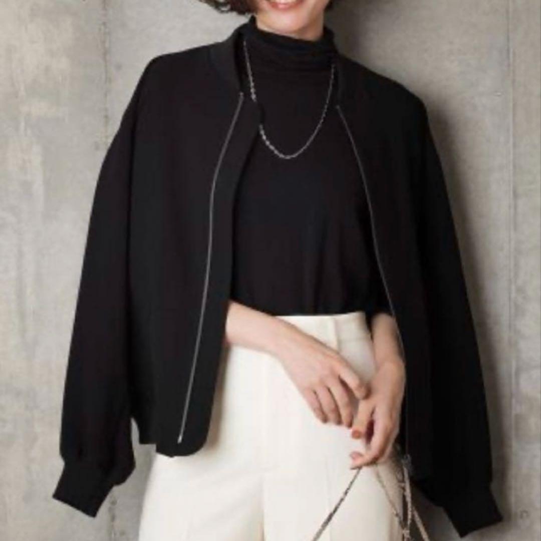 【極美品】大きいサイズ 23区 キュプラナイロンストレッチ MA-1 ブルゾン