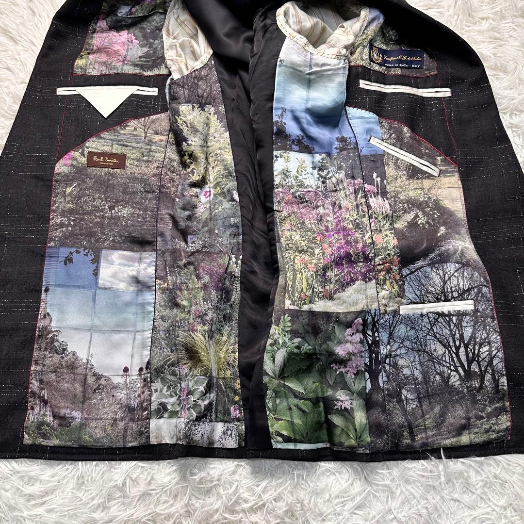 希少 カタログ掲載 未使用級 現行 ポールスミス 風景柄 セットアップ チーフ付