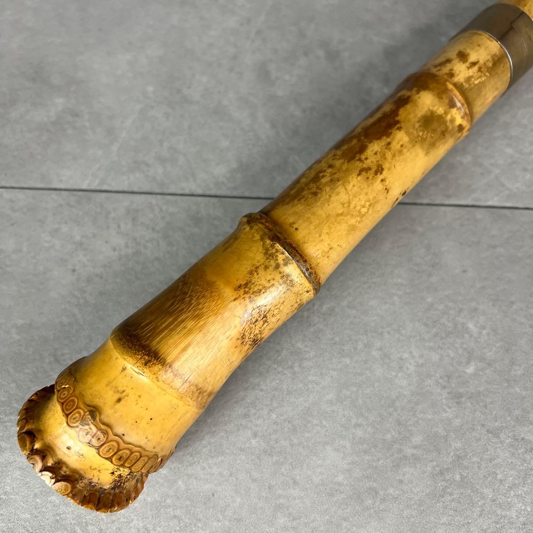 人気　尺八　琴古流　バチ型　銘あり　竹治　1印　1尺6寸　5孔　和楽器