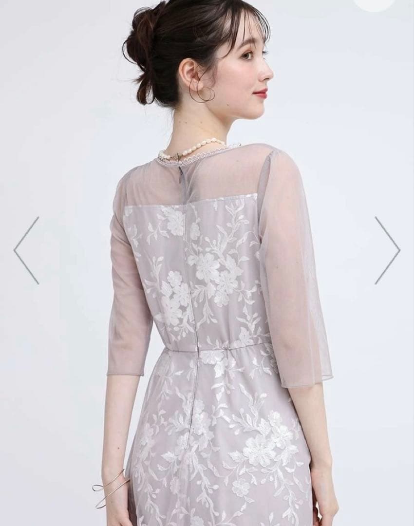 ＊Rire Féte ＊　ボタニカル刺繍　ドレス　9号　ベージュ