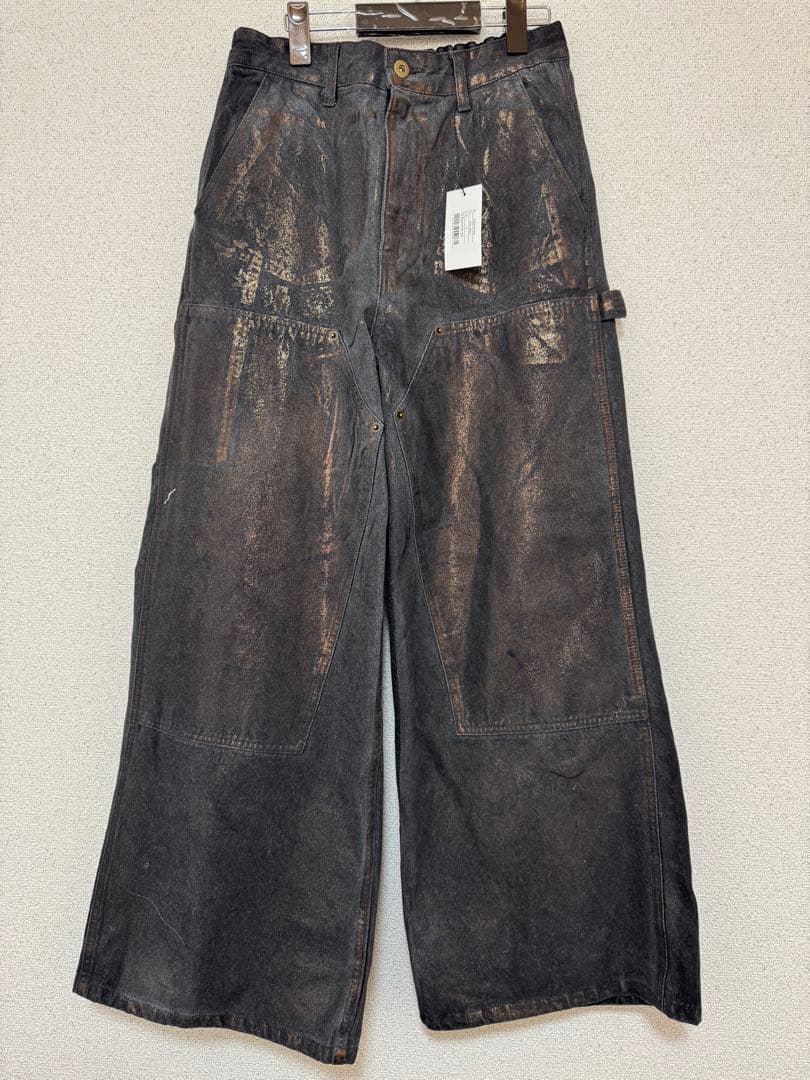 【新品未使用タグ付】 CLEL 特殊加工ダブルニーデニムパンツ アッシュグレー