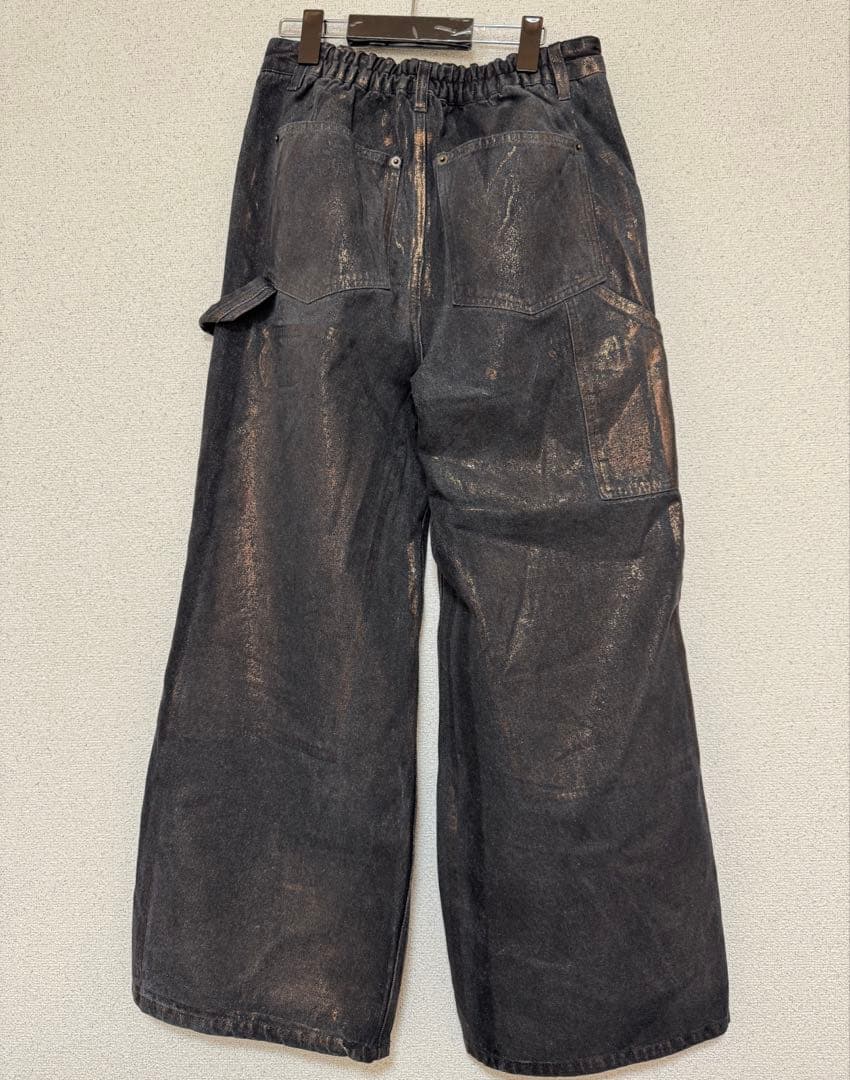 【新品未使用タグ付】 CLEL 特殊加工ダブルニーデニムパンツ アッシュグレー