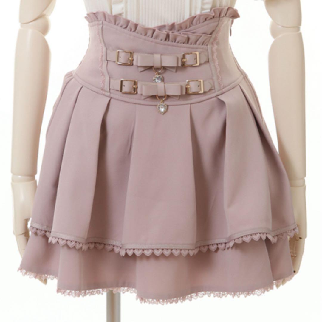 LIZULISA 2連リボンベルトスカパン ピンク