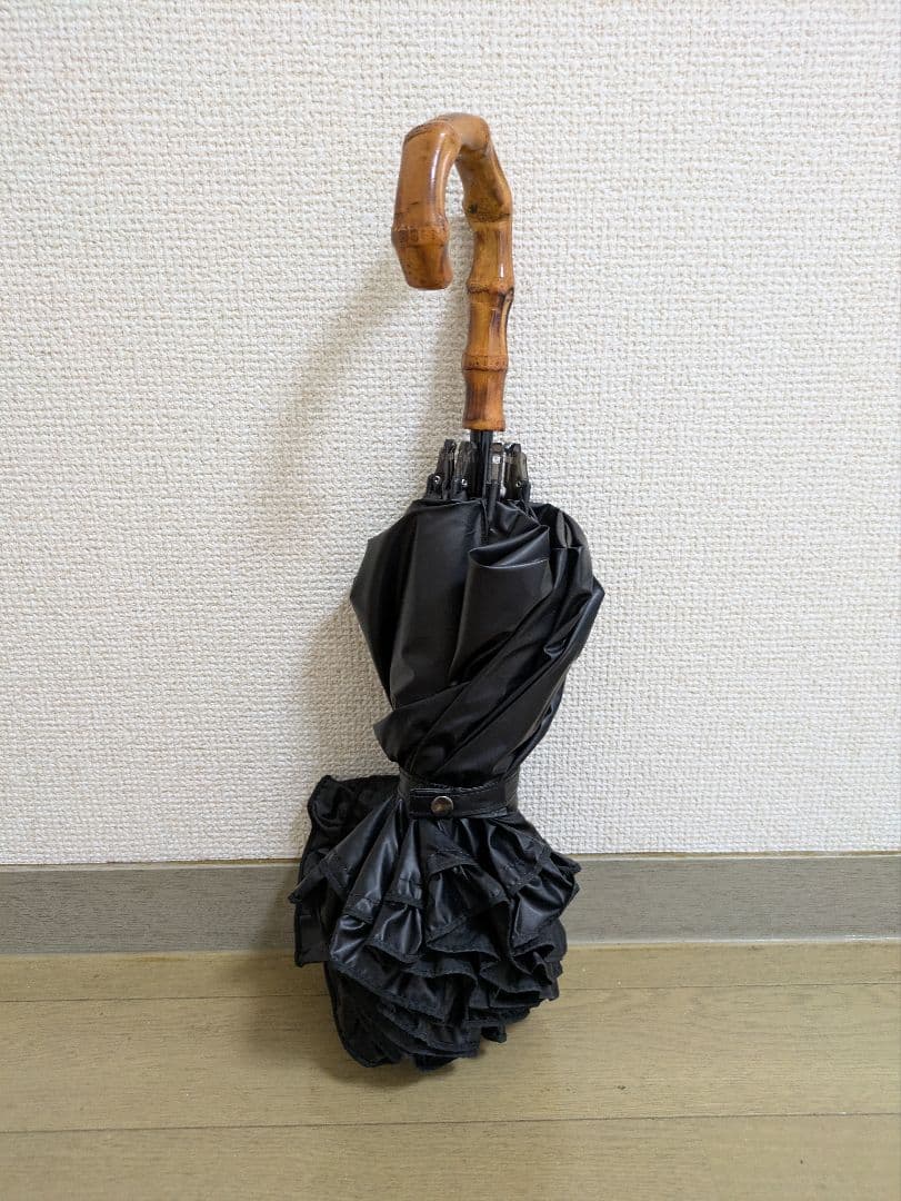 芦屋ロサブラン　シングルフリル 日傘　ブラック