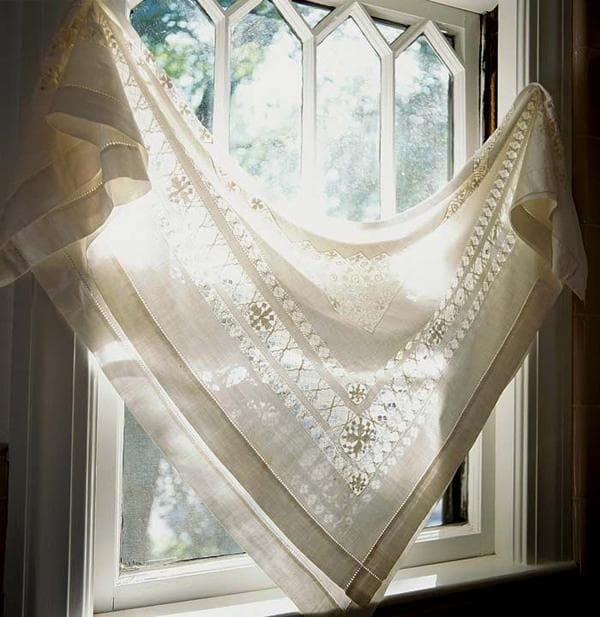 PAUL__ フィレレース丸 テーブルクロス 刺繍レース 花柄 /K032