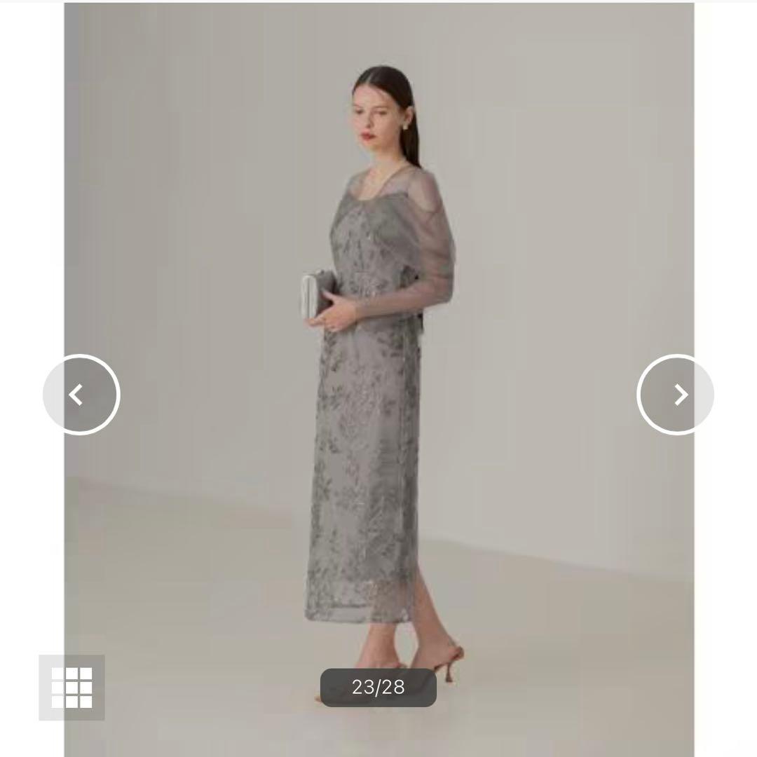 チュールロングスリーブリーフIラインワンピースドレス結婚式パーティー成人式二次会