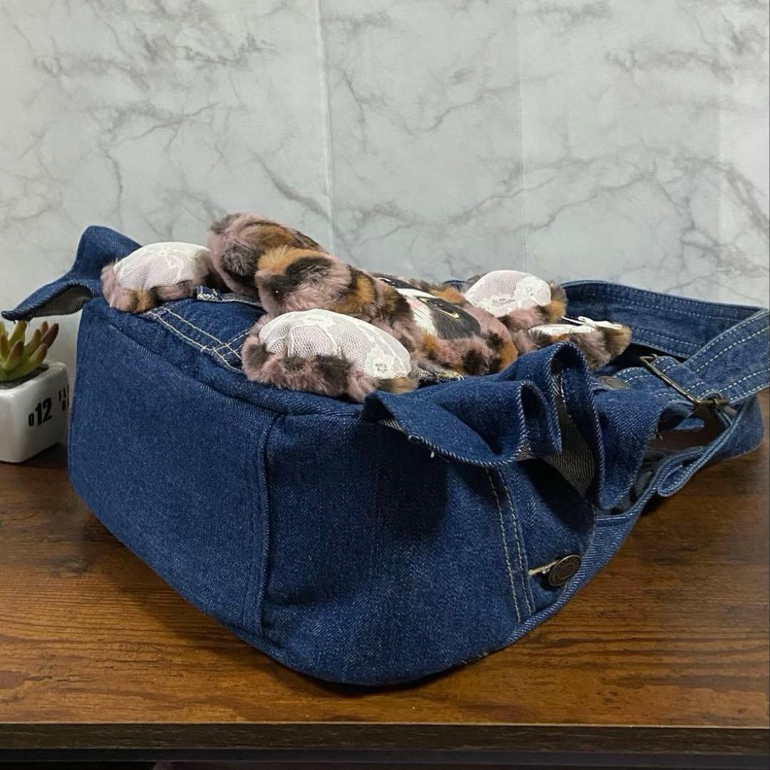 m*e様 コヤンイサムチョン デニムリメイク【がま口バッグ】フリルバッグ ハンド