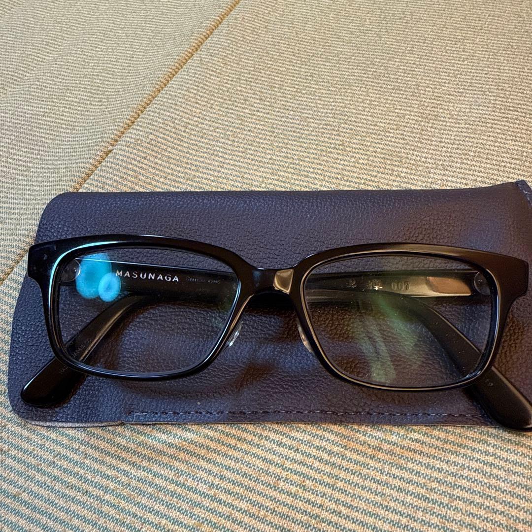 増永眼鏡 光輝 007 黒ぶち　スクエア　メガネ　ブラック