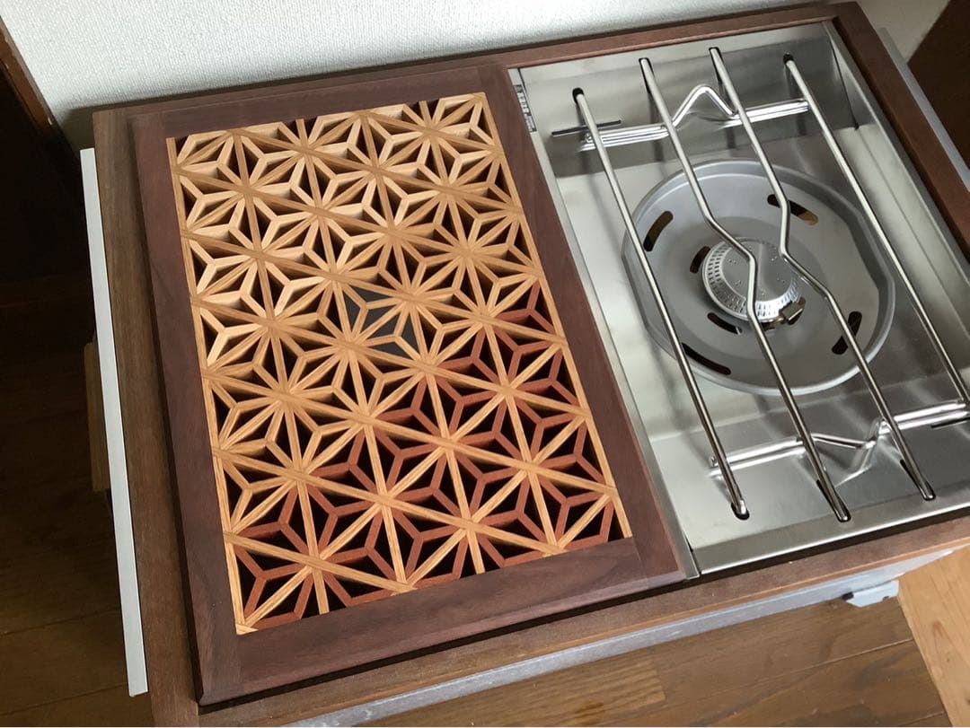 IGT天板　1ユニット　三脚用テーブル　組子細工ヘキサゴン131