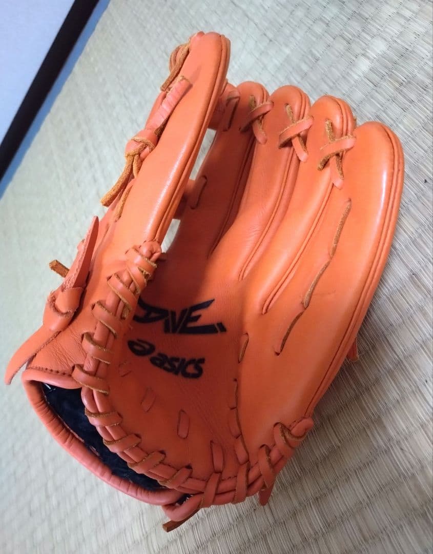 【2個セット・美品】asics 野球グローブ 赤黒＆オレンジ