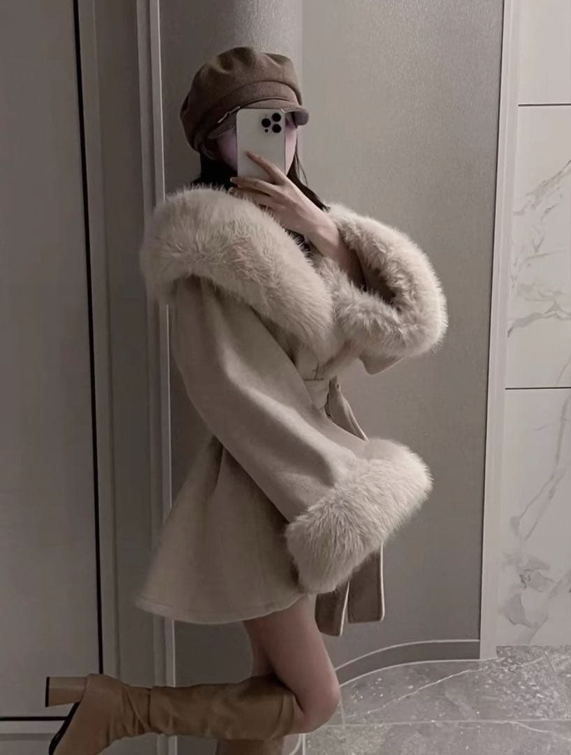 Darich ウエストベルトプリンセスラインコート　ベージュ