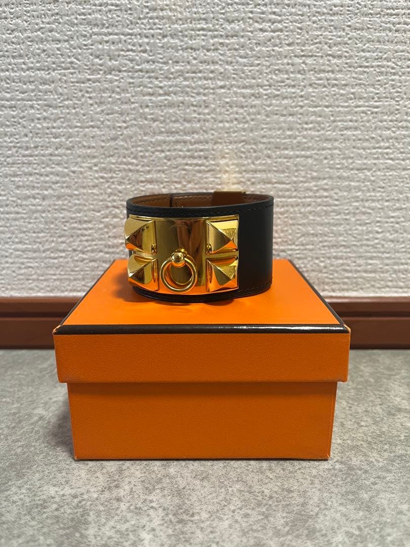 HERMES バングル ブラック ゴールド Sサイズ