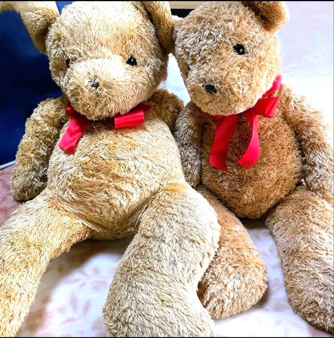 テディベア 2体セット 赤リボン　約80cm