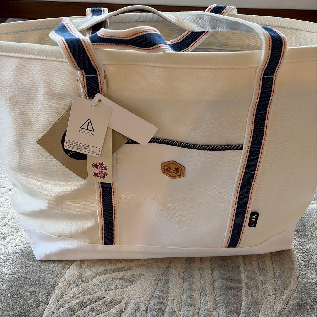 ホワイトトートバッグ　キャンバス生地バック　ゴルフキャリーバッグ