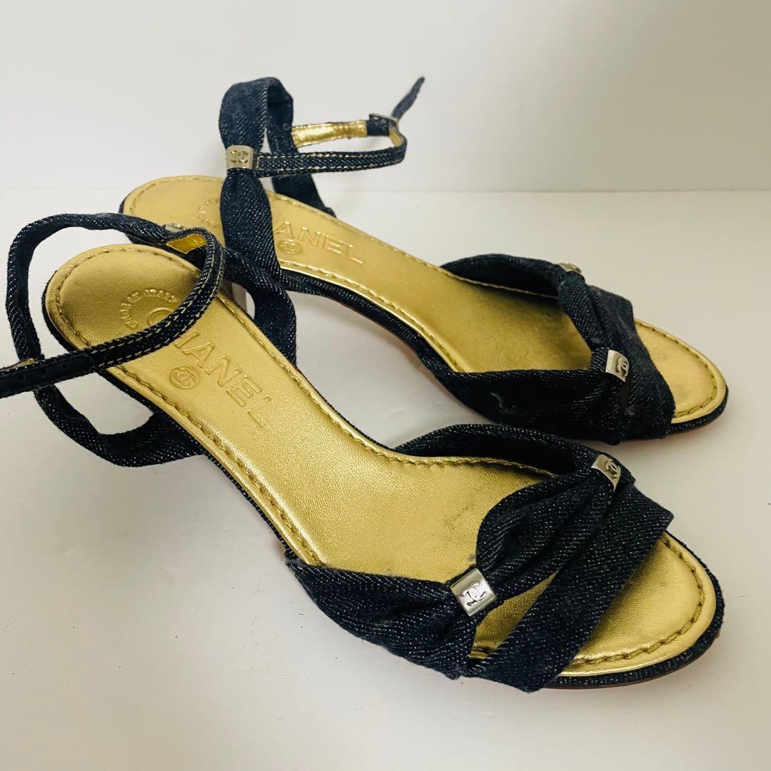 CHANEL デニムサンダル パンプス ヒール