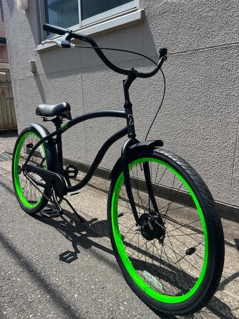 レインボービーチクルーザー TypeX 26インチ マットブラック x グリーン