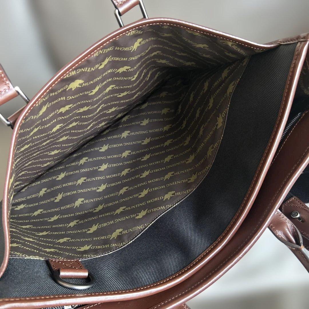 【美品】ハンティングワールド 【7831ビジネスバック】 ブラック&ブラウン