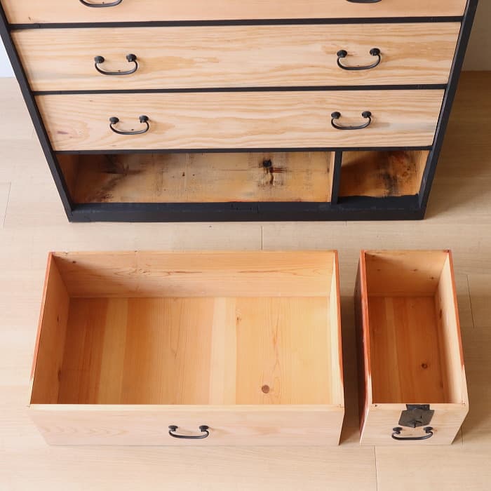 アンティーク 引出し６杯 スギ 無垢材 タンス ハイチェスト 古家具