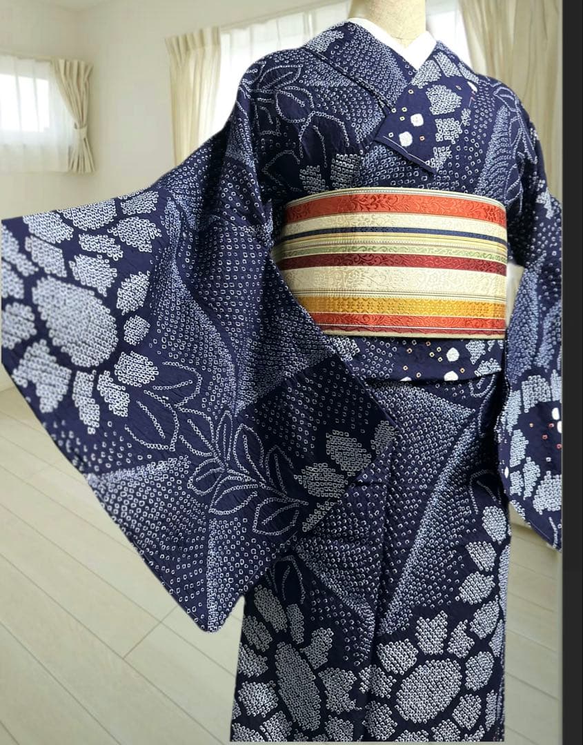 希少サイズ❣️身幅大❣️トールサイズ‼️新品✨有松鳴海絞り浴衣　藍染