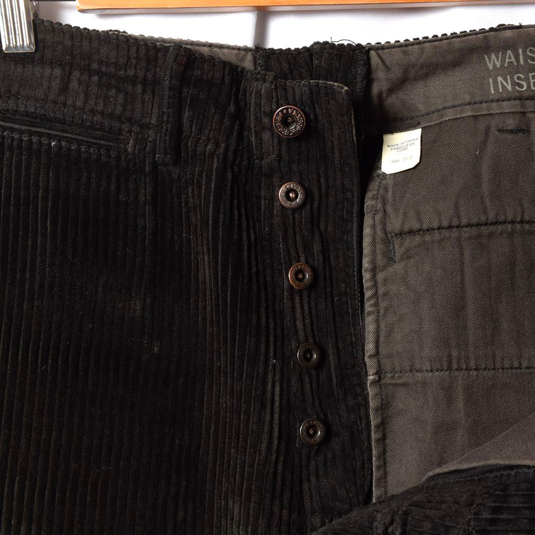 名作 RRL ブラック 太畝コーデュロイ ストレートパンツ ラルフローレン