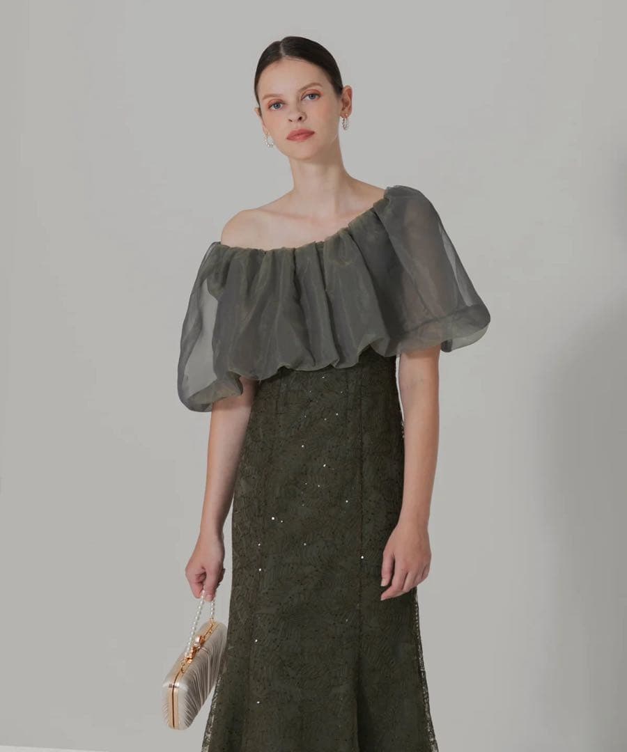 LEJA / 2WAY オフショルダーパフスリーブマーメイドワンピースドレス