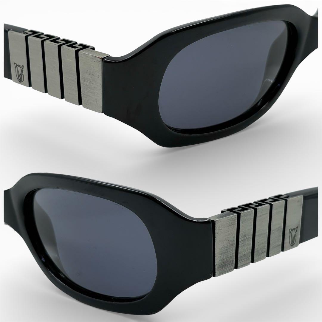 ヴェルサーチ サングラス グレカ模様 ブラック シルバー金具 y2k 00s