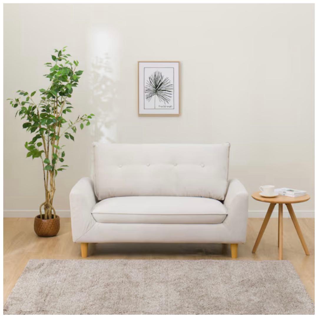 ニトリ　コンパクトソファ　コンパクト　ソファ　ライトグレー　ホワイト　二人掛け