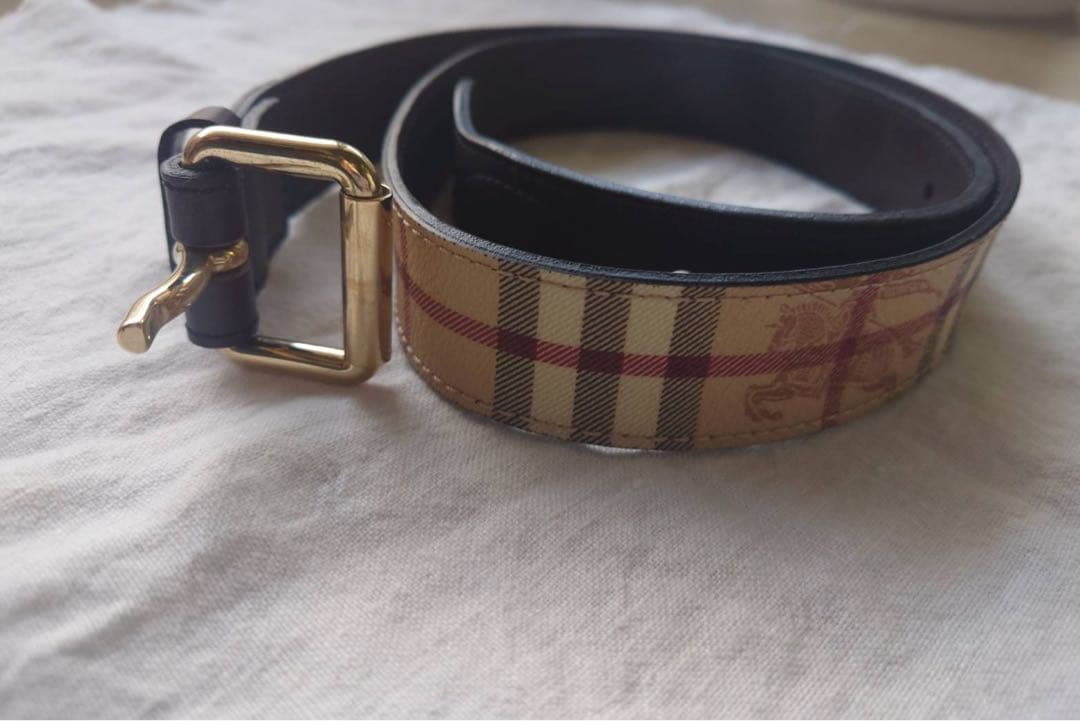 BURBERRY チェック柄 レザーベルト 34