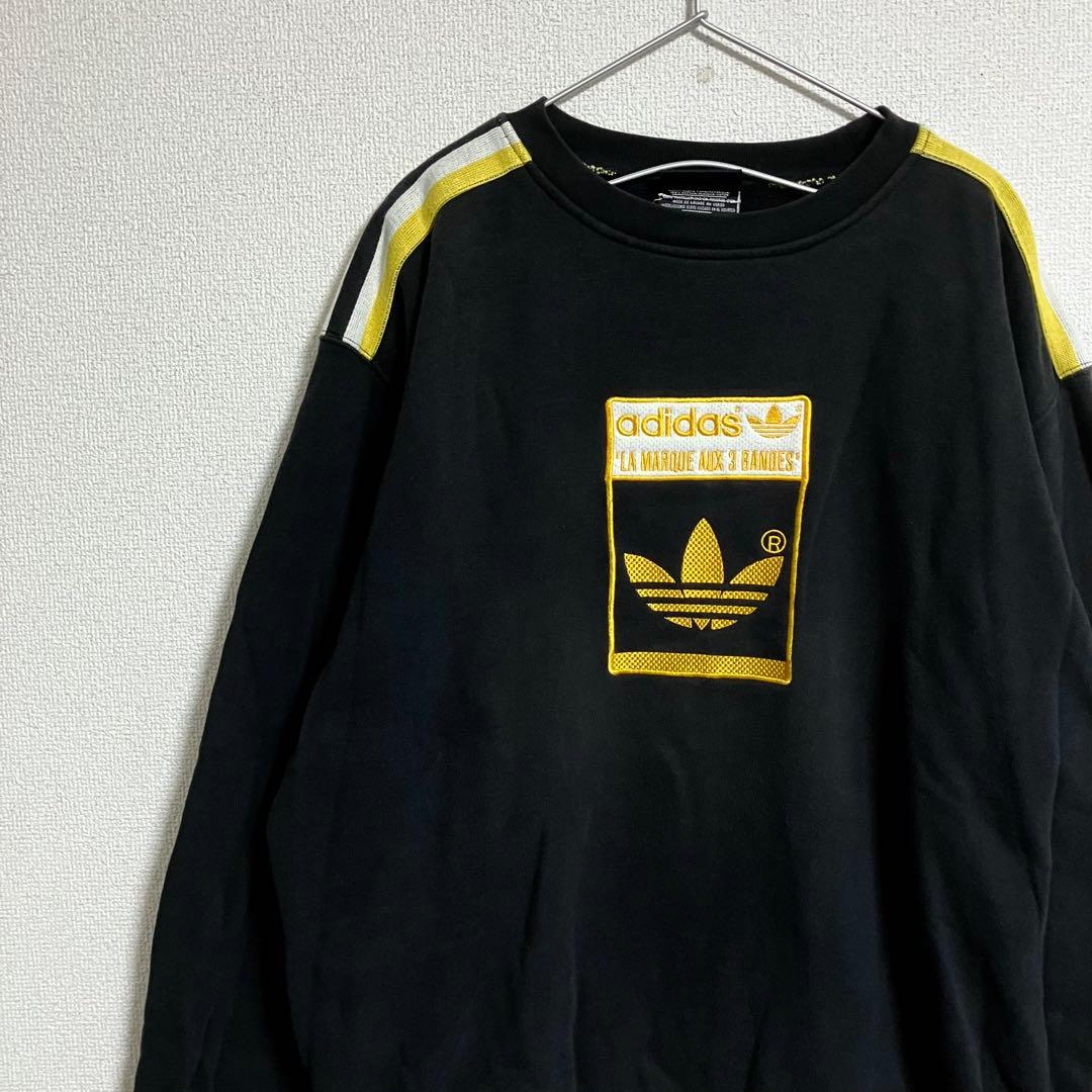 old adidas アディダス 90s スウェット 刺繍ロゴ L ブラック