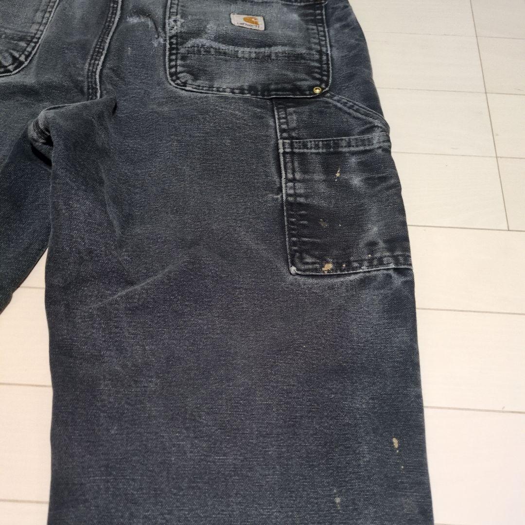Carhartt ブラック ワークパンツ フリンジ裾