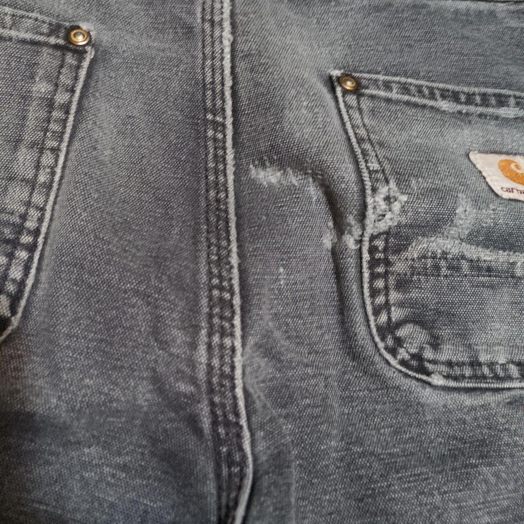 Carhartt ブラック ワークパンツ フリンジ裾