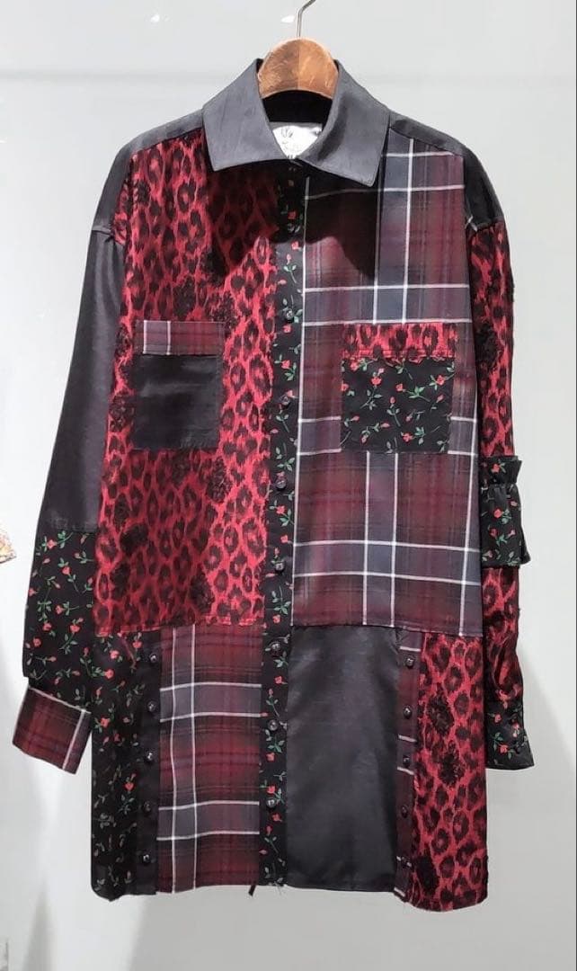 rurumu: 22aw パッチワーク 長袖ロングシャツ