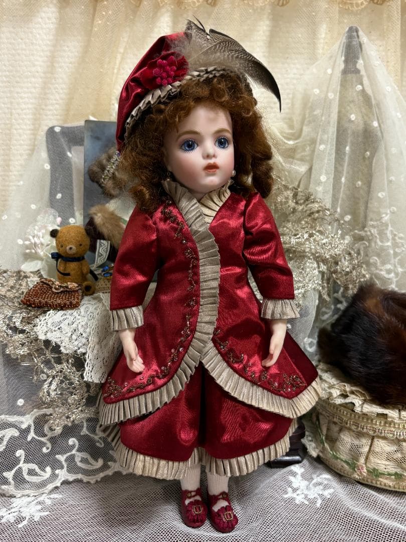 ✴︎ちょっと休憩中✴︎ビスクドール用♡ドレス(深紅)セット