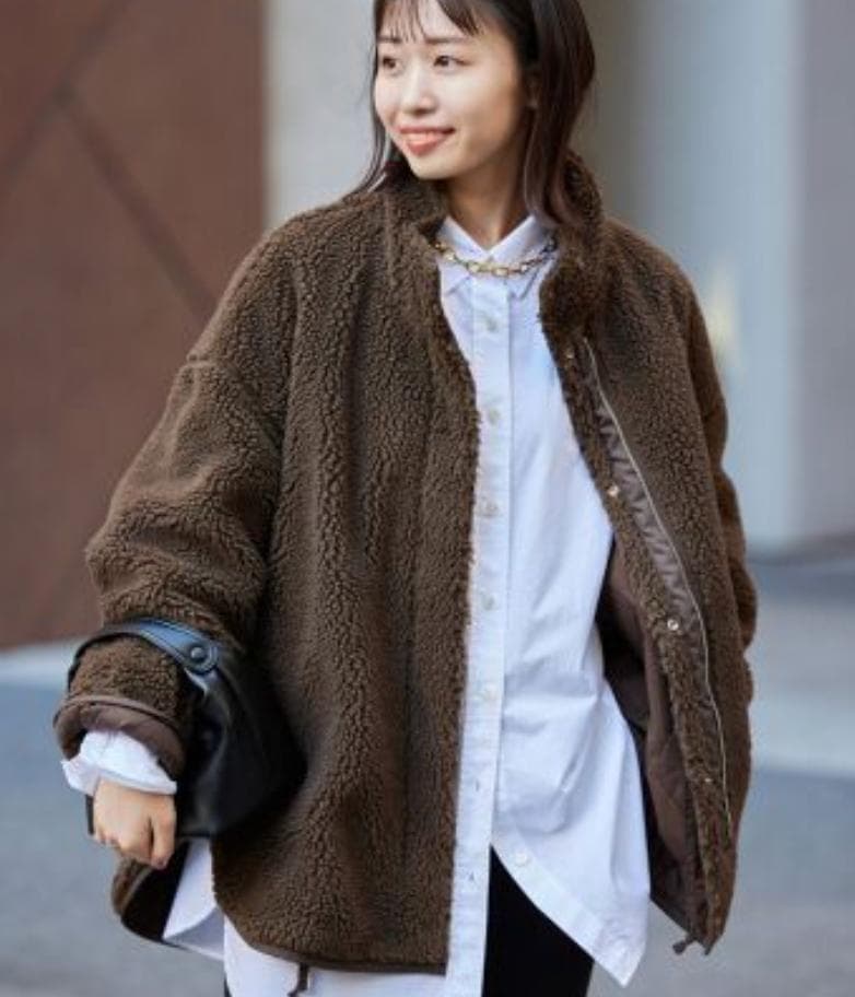 タグ付き未使用　スローブイエナ　キルトボアリバーシブルブルゾン　ブラウン