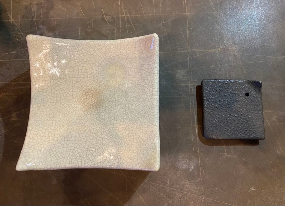 美品 お香たて・ハンドメイド陶器製台座　２点セット ヴィンテージ　レア