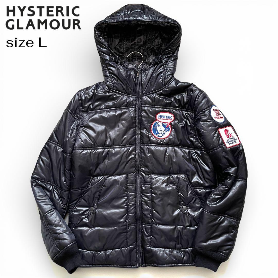美品 HYSTERIC GLAMOUR 光沢 ナイロンジャケ 裏地総柄 サイズL