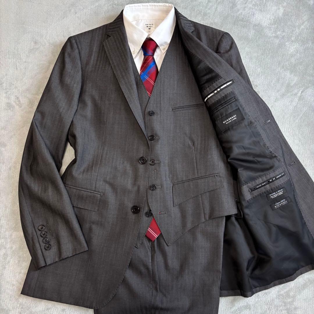 シルク 40R 3ピース✨バーバリーブラックレーベル　スーツ　Super 110