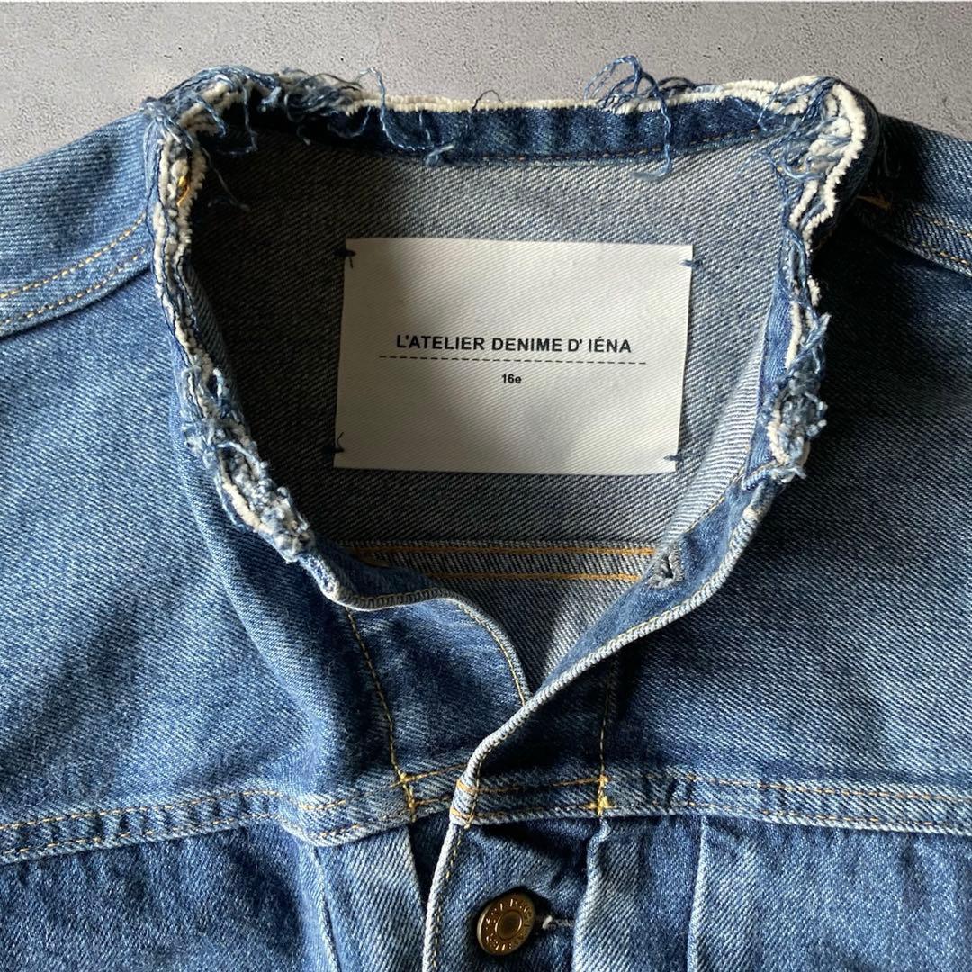 IENA ⭐️良品　リメイクタックデニムブルゾン ノーカラー　36
