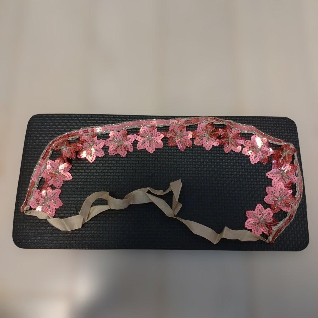 miu miu ピンク スパンコール カチューシャ シルク製