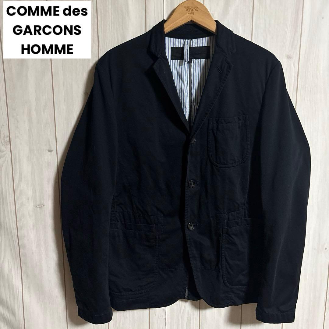 コムデギャルソンオム「青い魔女期」縮絨加工裏地ストライプ柄テーラードジャケット