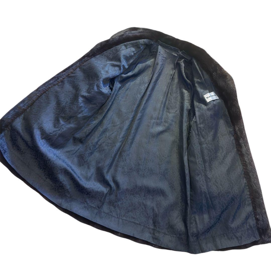 毛並み◎ブラックグラマ ダークミンク ロングコート 大きいサイズ 本毛皮　ミンク