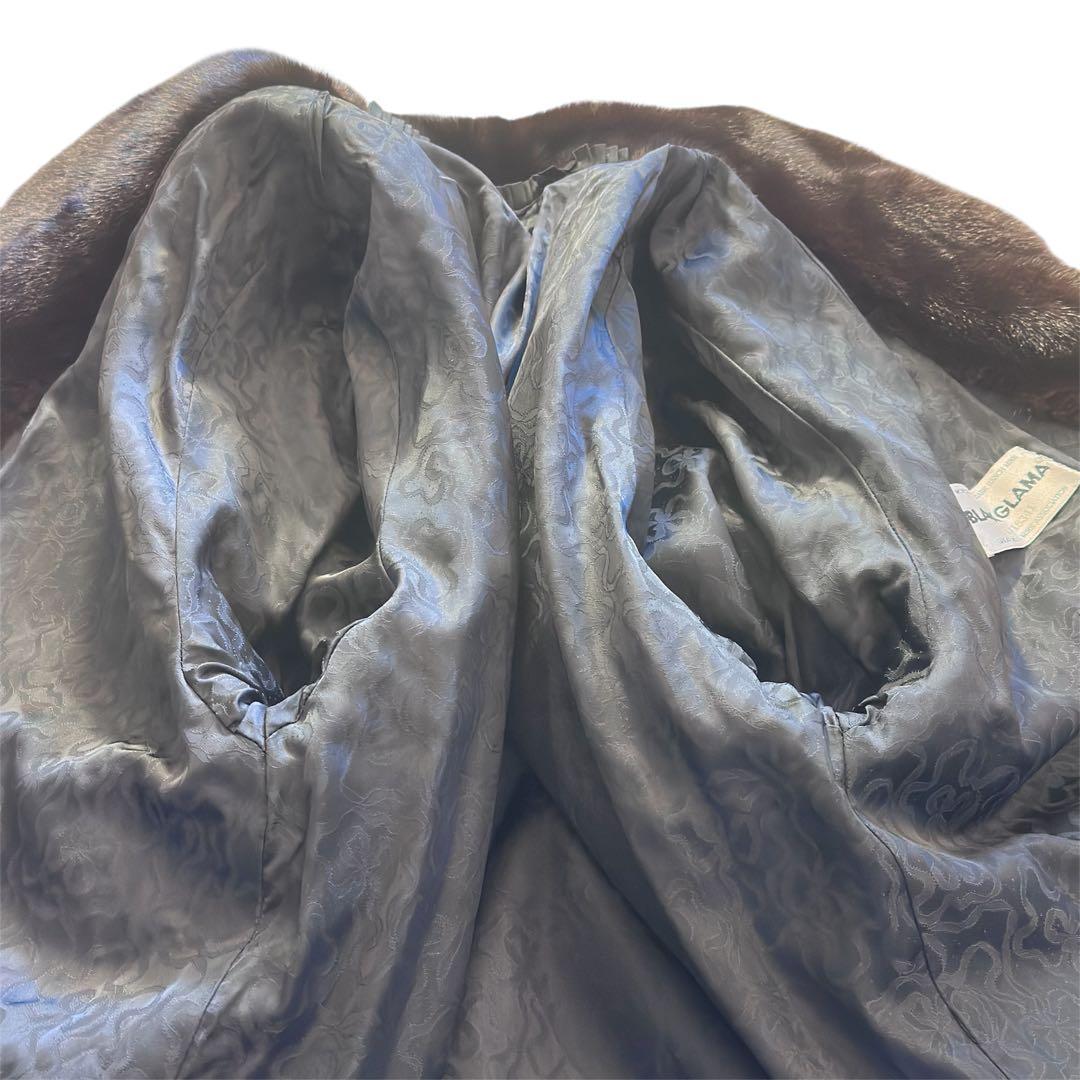 毛並み◎ブラックグラマ ダークミンク ロングコート 大きいサイズ 本毛皮　ミンク